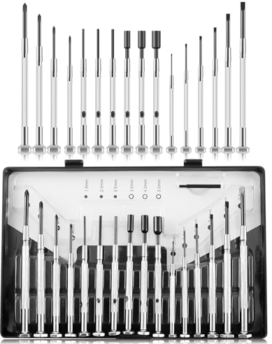 GZEINB Set mini cacciaviti di precisione, set di cacciaviti da 17 pezzi, adatto per riparare orologi, orologi, occhiali, macchine fotografiche, giocattoli, laptop, console di gioco, rasoi (17 in 1)
