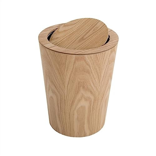 FRANCES Bote De Basura De Cocina Cubo de basura doméstico con cubierta nórdica, sala de estar, hogar creativo, Hotel, papelera grande de madera Papelera De Oficina (Color : A, Size : S)