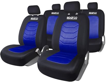 OMAC SPARCO Sitzbezüge Sitzauflage Sitzkissen Schonbezüge Autositzbezüge Universell Blau Vorne Hinten