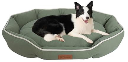 LINGXIYA Rund Hundekissen, Hundesofa, Anti Stress Hundekorb, Rutschfestes Unterseite, Hunde-Beruhigungsbett, Orthopädisches Hundebetten für Kleine, Mittelgroße & Große Hunde, Katzen (Grün-110cm)