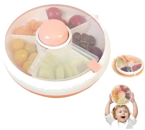 Snack Spinner Rotierende Aufbewahrungsboxen Kinder Tragbare Melone Süßigkeiten Samen Organizer Snackbehälter Brei Einfrieren Behälter Snackbox mit Fächern, Knopf für unterwegs (B)