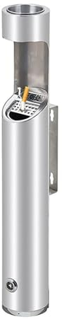 ashtray for outside patio, Wandaschenbecher for den Außenbereich, Wandaschenbecher aus Edelstahl, abschließbarer Wandaschenbecher aus Metall, ideal for den Einsatz außerhalb von Büros, Restaurants und
