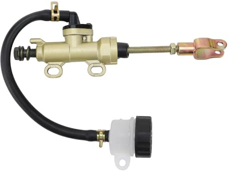 GOOFIT Gold Motorrad Hydraulische Bremspumpe Bremszylinder hinten Fußbremse Hauptzylinder Pumpe Brake Cylinder mit Reservoir Ersatz für 50cc 70cc 90cc 110cc 125cc ATV Dirt PitBike