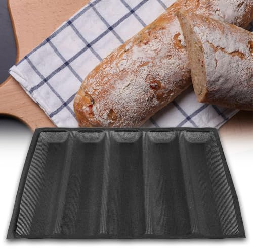 Rankomu Silikon Baguette Backform Oblong Brotbackform | 44x33cm Spülmaschinenfest & Wiederverwendbar | Für Baguette, Vollkornbrot & Hot-Dog | Backblech aus Lebensmittelechtem Silikon (105g)