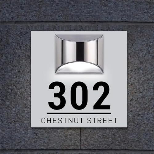 Personalisierte Sonne 3D Haus Nummer Schild benutzerdefinierte Hausnummer für den Außenbereich, Adresszeichen für Haus, beleuchtete Adresse Hausnummer Plakat im Freien wasserdicht (30 x 30 cm (12 x 12