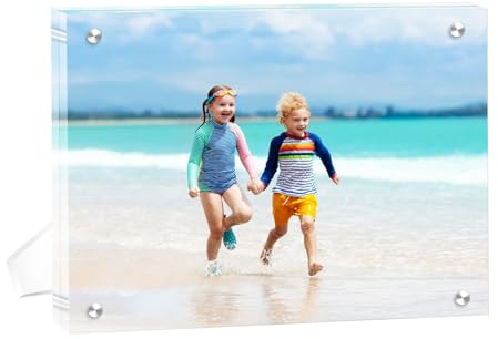 1 Pack(11×14) Acrylic Picture Frames Clear Magnetic Photo Frames Freestanding Lucite Acrylic Block Frame Frameless Desktop Display for Home Office