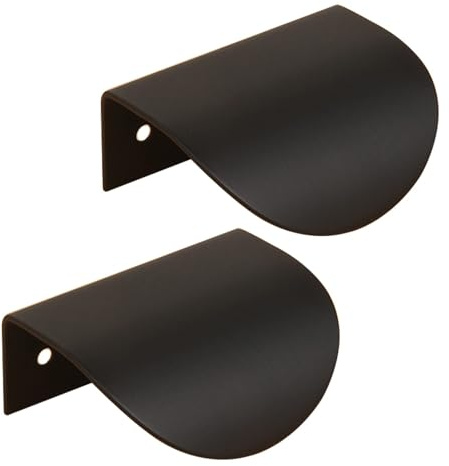 ZCXCsfp Unsichtbare Schubladengriffe, Blattform, Schrankgriffe, reines Kupfer, versteckter Schrankgriff, Schleifengriff, Fingerknöpfe, Türhebel für Schrank, Kleiderschrank (schwarz, Länge 60 mm), 2