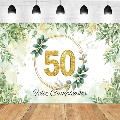 Decoración para Cumpleaños 50 en Español - Pancarta Feliz Cumpleaños, Fondo Cartel, Adornos Kit - Happy Birthday 50 Años