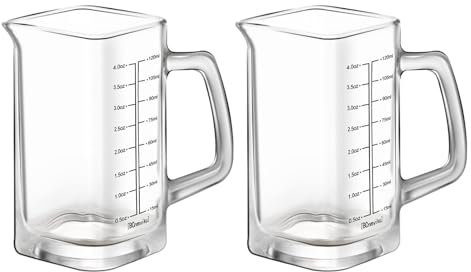 Verre doseur de 120 ml, verre transparent, avec poignée, pour lait, café, cocktail, whisky, tequila (noir)