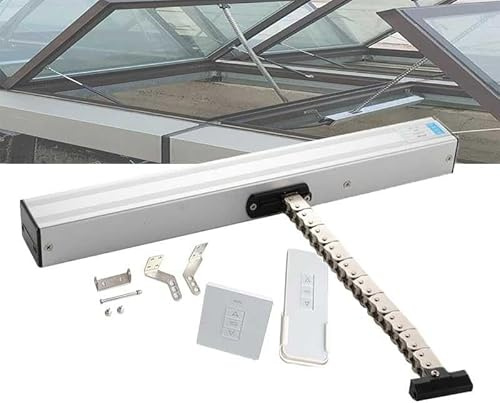 Attuatore elettrico per aprifinestra a catena (24 V) – corsa 300 mm-800 mm, telecomando + interruttore, per lucernario, serra/sfiato del tetto