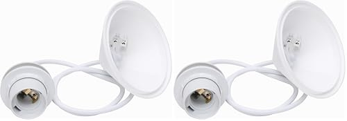 Kopp Schnurpendel für Lampenschirme, 11cm Deckenbaldachin mit Zugentlastung und ca. 55cm Leitung H03VV-F2 x 0,75 mm², Iso-Fassung E27 mit Schirmträgerring, weiß, 216901045 (Packung mit 2)
