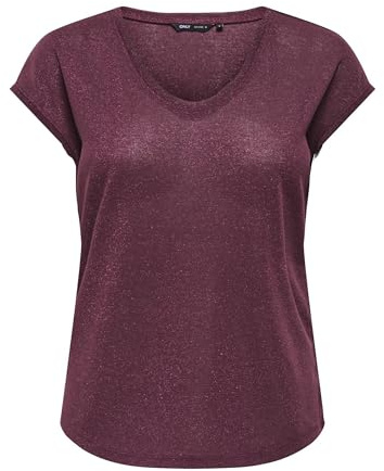 Only Onlsilvery S/S T-Shirt Lurex JRS Noos pour Femme, Bordeaux, XS