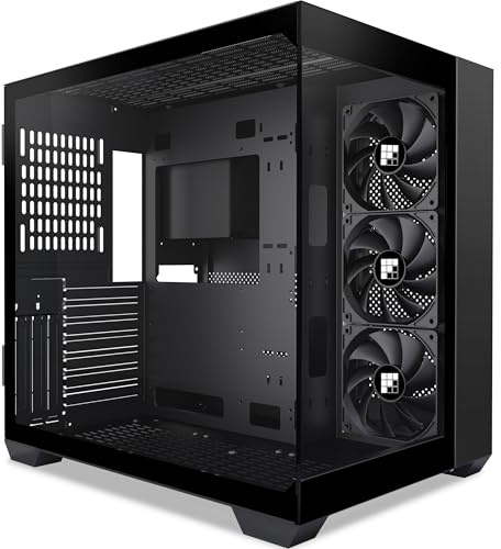 FOIFKIN F300 PC Case - Preinstalled 3 PWM without RGB Fans, ATX Mid-Tower Gaming PC Case, 270° Panoramic Glass with Type-C (Black, F301)