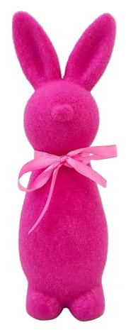 Generisch Osterhasen Figuren Flauschige Beflocktes Kaninchen Puppe Handmade Osterhase Deko Ornament Ostern Tisch Frühling Deko für Garten und Partybedarf (D)