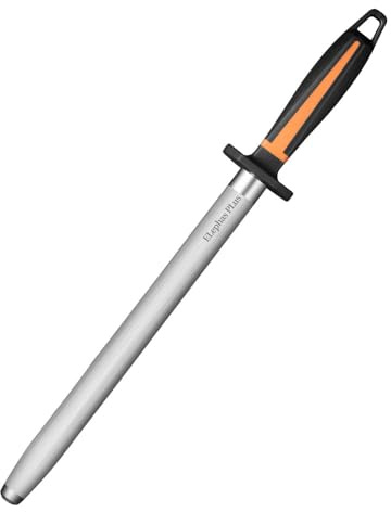Selected High-Carbon Steel Honing Rod - Honing Steel Made of Hardened with Classic Simplicity Handle Sharpening Steel for Knife Sharpeners for Kitchen Knives (12IN-Flat)