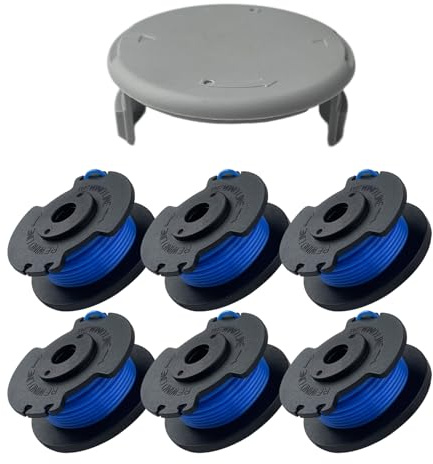 TERRARIDE 4 bobine di filo per Ryobi, bobina di ricambio per Ryobi One + RAC124 AC14RL3A OLT1823 OLT1832 18 V 24 V 40 V 40 V, 6 bobine di decespugliatore, 1 tappo (3,3 m x diametro 1,6mm)