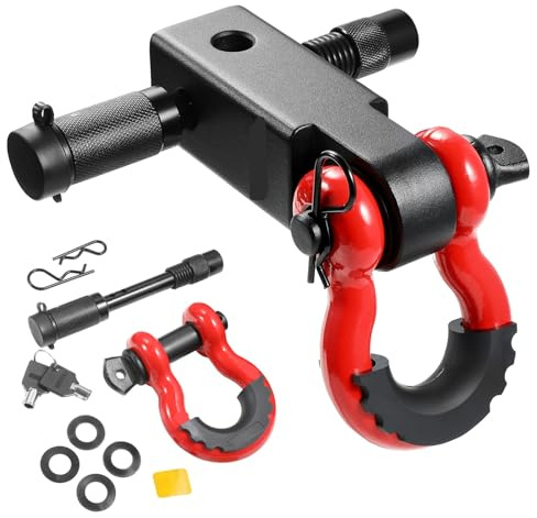 JOXLOVER Enganche de Remolque, Receptor de Enganche de grillete de 2 con Anillo en D y Pasador de Bloqueo for Remolque. Accesorios de Remolque. Capacidad de Remolque para Trabajo Pesado