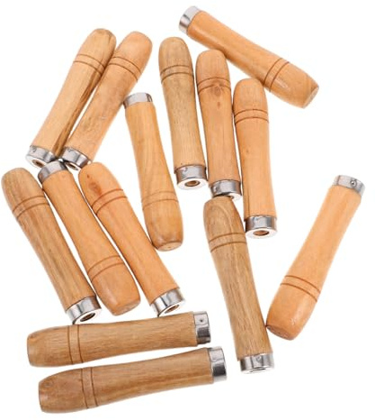 MERRYHAPY Mango de Tenedor para Asar 14 Piezas Grande Madera Antideslizante Reemplazo para Accesorios de Parrilla Barbacoa Uso Exterior Resistente al Calor Ergonómico Portátil