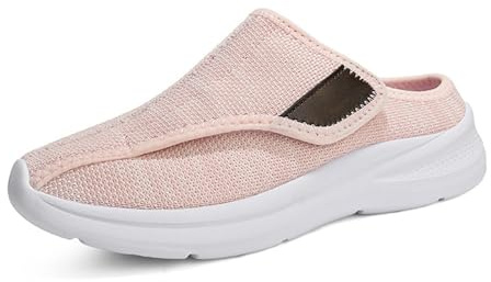 Zapatos para diabéticos para mujer, zapatos ortopédicos casuales para pies hinchados, zapatos de salud para personas mayores, cómodos, zapatos bajos, zapatillas de viaje para personas mayores, Rosa