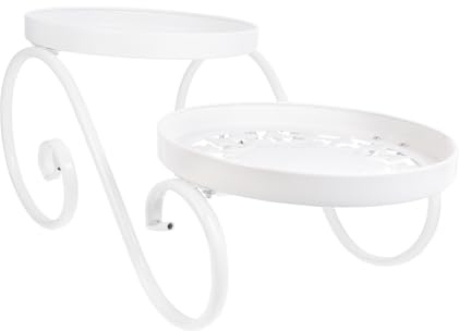 AKOOSY Supporto per Piante in Ferro Bianco Stile Europeo, Portavasi da Pavimento Decorativo per Soggiorno, Balcone e Ufficio, Elevata capacità Portante e Design Semplice