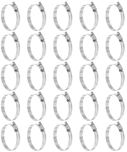 sourcing map 25 Pcs Hose Clamp 2-1/16-3 (52-76mm) 304 Stainless Steel Adjustable Worm Gear Hose Clamp with Phillips Screw Assortment Kit for Fuel Line Pipe Plumbing Automotive Tube