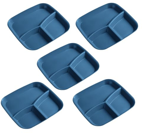 SVCEQZE Assiettes À Compartiments Pour Adultes,Plateau de Service 3 Compartments,5 Pièces Assiettes À Sections - Pour Adultes Cuisine Maison Fruits Légumes Salade Riz Fromage Gâteau