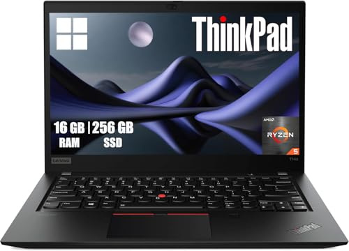 Lenovo Thinkpad T14s Gen 1 Business Laptop, 14 Zoll FHD (1920x1080), AMD Ryzen 5 Pro 4650U, 16GB RAM, 256GB SSD, US QWERTY Tastatur, Windows 11 Pro (Generalüberholt)