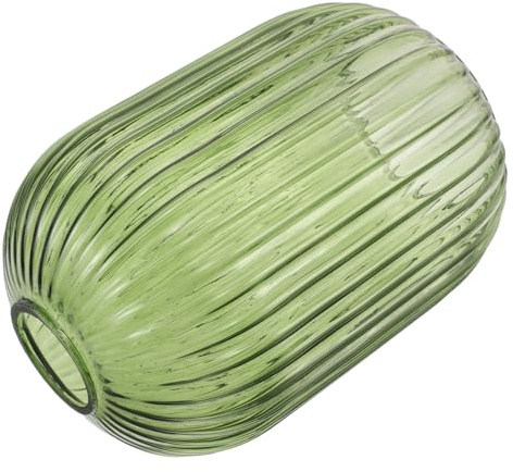 Grüner Lampenschirm aus Glas 140x200 MM Dekorativ | Rippenglas mit Glänzender Oberfläche, für Hänge-, Steh und Tischlampen, Leicht zu Montieren