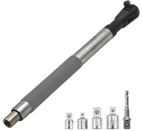 AMONIDA Llave de Extensión Acodada, Cabeza de Accionamiento Fijo de 3/8 pulg., Acero de Tungsteno, Avance y Retroceso, par de Apriete Manual de 74 Lb-pie, Extensión de Trinquete Acodada