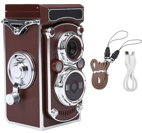 Garsent Fotocamera Digitale Vintage, Punta e Scatta in Stile TLR retrò con Joystick Manuale e Video da 2,7K, Fotocamera per con Messa a Fuoco Automatica da 24 MP per Principianti (BROWN)