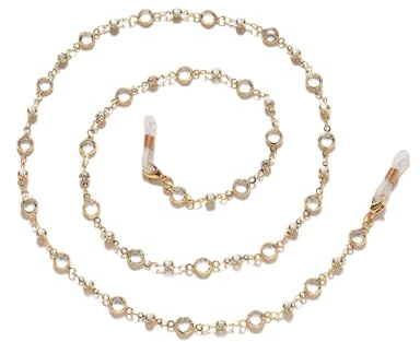 Guline Crystal Beaded Eyeglass Chain, Stylish Glasses Chain Around Neck | Adjustable Sunglasses String Strap Hanger Lanyard, Spectacle Necklace Holder Retainer for Women Men