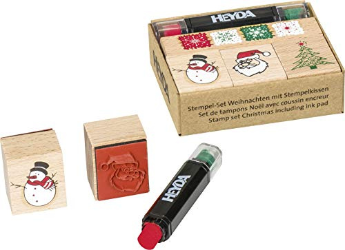 Heyda 204888482 Stempel-Set „Weihnachten“ Setgröße: 8 x 6 x 3 cm, 3 Holz-Stempel