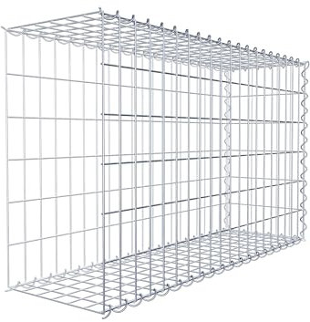Stone Gabion korg, vinkel, nätstorlek 5 x 10 cm, djup 30 cm, typ 2 förlängningskort, spiralfästning, galvaniserad 100 x 60 x 30 cm