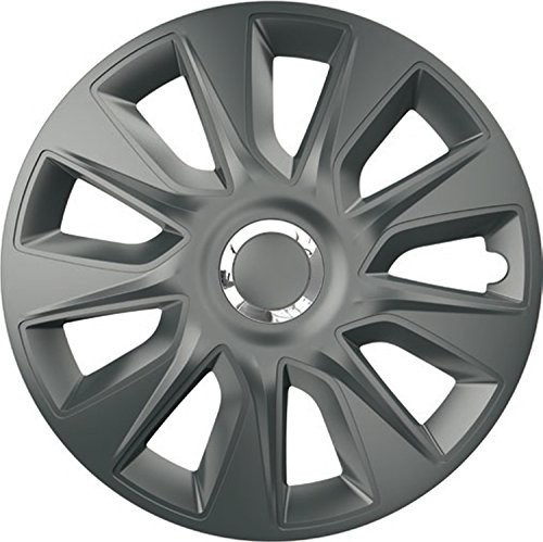 ZentimeX Radkappen Radzierblenden 13 Zoll Schwarz mit Grau Kunststoff Speichen-Clip Hubcap