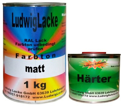 LudwigLacke 1,5 kg Set Lack mit Härter matt RAL 9005 Tiefschwarz
