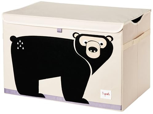 3 Sprouts Large Toy Chest for Kids with Lid and Handles - Collapsible Toy Storage Bin/Trunk/Box/Basket Organizer for Boys & Girls Playroom, Nursery, Bear