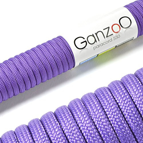 Ganzoo Corda Paracord 550 4 mm 15 m Typ 3, flieder (lilla), 7 fili interni in nylon con guaina poliestere/nylon e intreccio esterno 32 fili, carico rottura 250 kg, per guinzagli collari e campeggio
