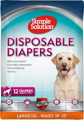 Simple Solution True Fit engångsblöjor för honhundar, superabsorberande, fuktindikator, L/XL, 12 st