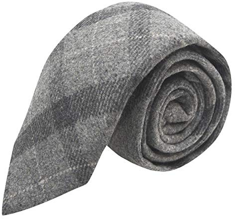 King & Priory Hellgrau & Dunkelgrau karierte Krawatte, Tweed, Schottenkaro
