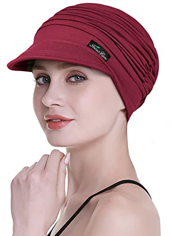 FocusCare Weiche Hüte für Damen in Chemotherapie, Bambus, Baseball-Cap, bei Haarausfall, Turban Gr. Einheitsgröße, Burgunderrot