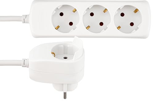 REV Steckdosenleiste PowerSplit - Mehrfachsteckdose 4-Fach (3+1), 2m, weiß