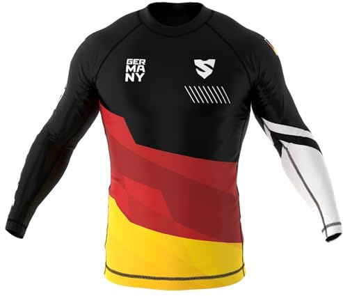 SMMASH Funktionsshirt Herren Rashguard Langarm Sportshirt MMA Thaibox Muay Thai Kickboxen Atmungsaktiv Abriebfest
