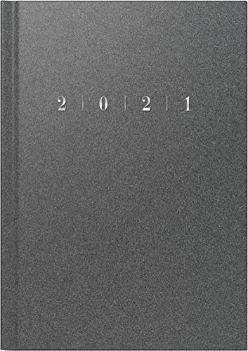 rido/idé 7023013801 Buchkalender studioplan int., 2 Seiten = 1 Woche, 168 x 240 mm, Kunststoff-Einband Reflection grau, Kalendarium 2021, mit Registerschnitt
