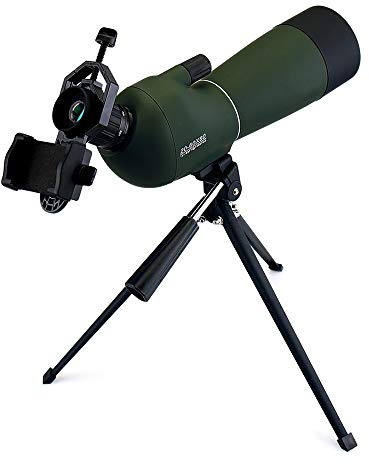 Monokulares Teleskop 15 x 45 Zoom Spektiv Wasserdichtes Monokular mit Stativ und Universeller Telefon Adapter Montieren für die Jagd, Armeegrün