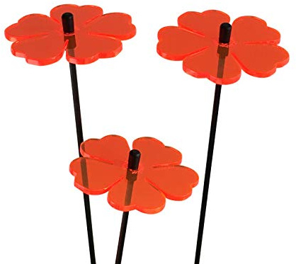 Sun Catcher Garden Decor Sonnenfänger Set aus 3 kleinen leuchtenden Blumen. Besondere Garten Dekoration für Garten, Balkon oder Terrasse, Farbe:rot