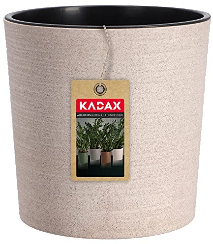 KADAX Pot de Fleurs en Plastique et Copeaux de Bois Recyclés pour Une Décoration Rustique et Authentique, Idéal pour l'Intérieur ou l'Extérieur (Crème, 19 cm)