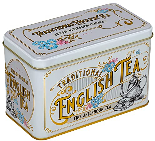 New English Teas Vintage Victorian Ivory Tea Caddy with 40 English Afternoon Teabags
