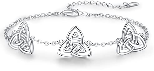 KINGWHYTE Keltisches Knoten Armband 925 Sterling Silber Keltisches Armband Verstellbare Armbänder Irisch Schmuck Geschenke für Frauen Mädchen