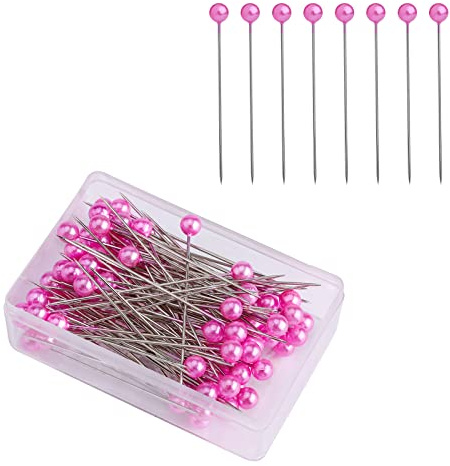 AIEX 100 Stück Nähnadeln, 4 cm, Kugelkopf aus Kunststoff, gerade Stecknadeln, für die Dekoration von Schmuck, Näharbeiten, Kunsthandwerk und Nähprojekte (Rosa)