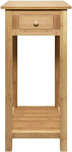 FEFE® Hygrad Bamboo Tall Side Bedroom Living Room End Table with drawer & lower shelf